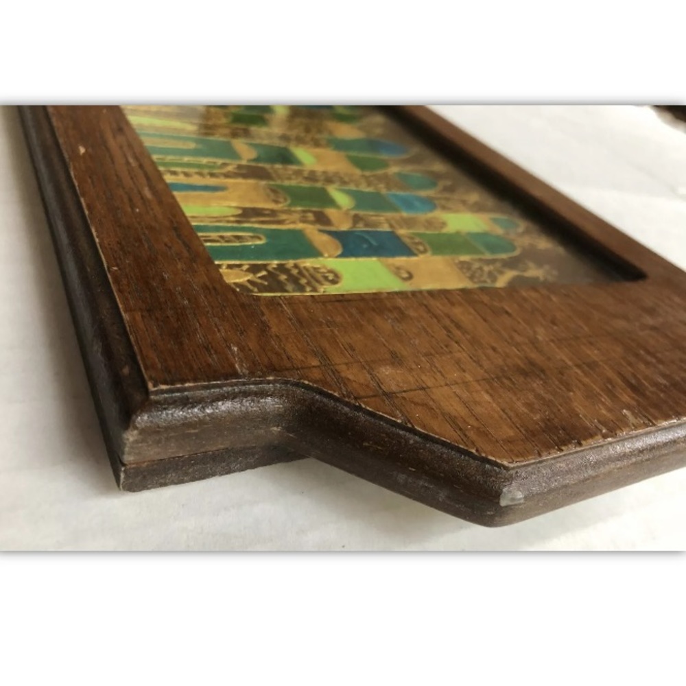 Glass Wood Tray Hand Painted JORDAN - Armenian Hagop Kokozian City Chuch Mosques - Picture 6 of 9